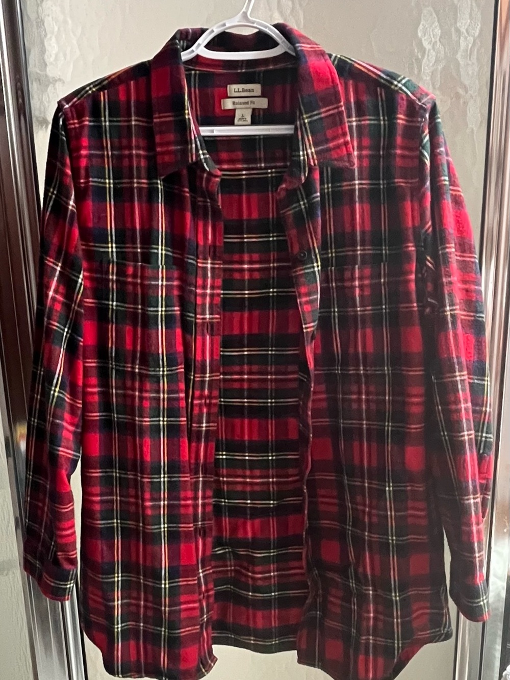 L.L. Bean Women’s Scotch Plaid Flannel Tunic Shirt Large Royal Stewart 508971